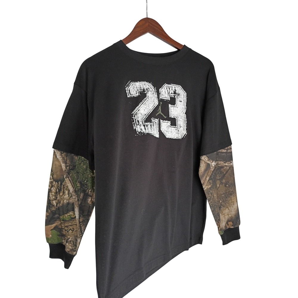 NWT Jordan Jumpman 23 Camo Layered Long Sleeve Graphic Tee Women M/L
